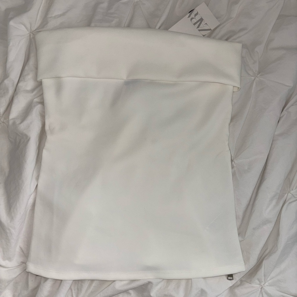 NWT Zara White Strapless Tube Top with Silver Zippers – Size M - Picture 7 of 9
